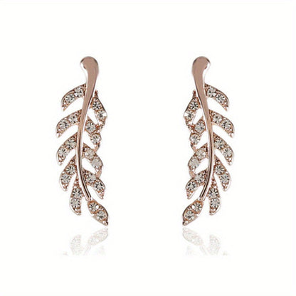 Hensleyra | デザインが空洞の葉のエレガントなイヤリング、ゴールド仕上げ