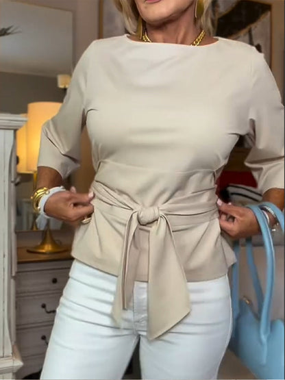 Darelle | 女性用コットンルーズブラウス（結び目付き）