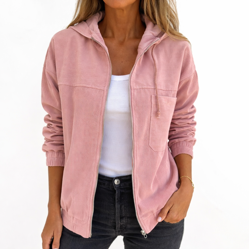 Quorela | カジュアルスタイルのフード付きジッパージャケット